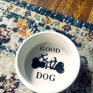 Vintage Curzon Blue & White Ceramic Bone Appetit Dog Pet Food Water Bowl Dish